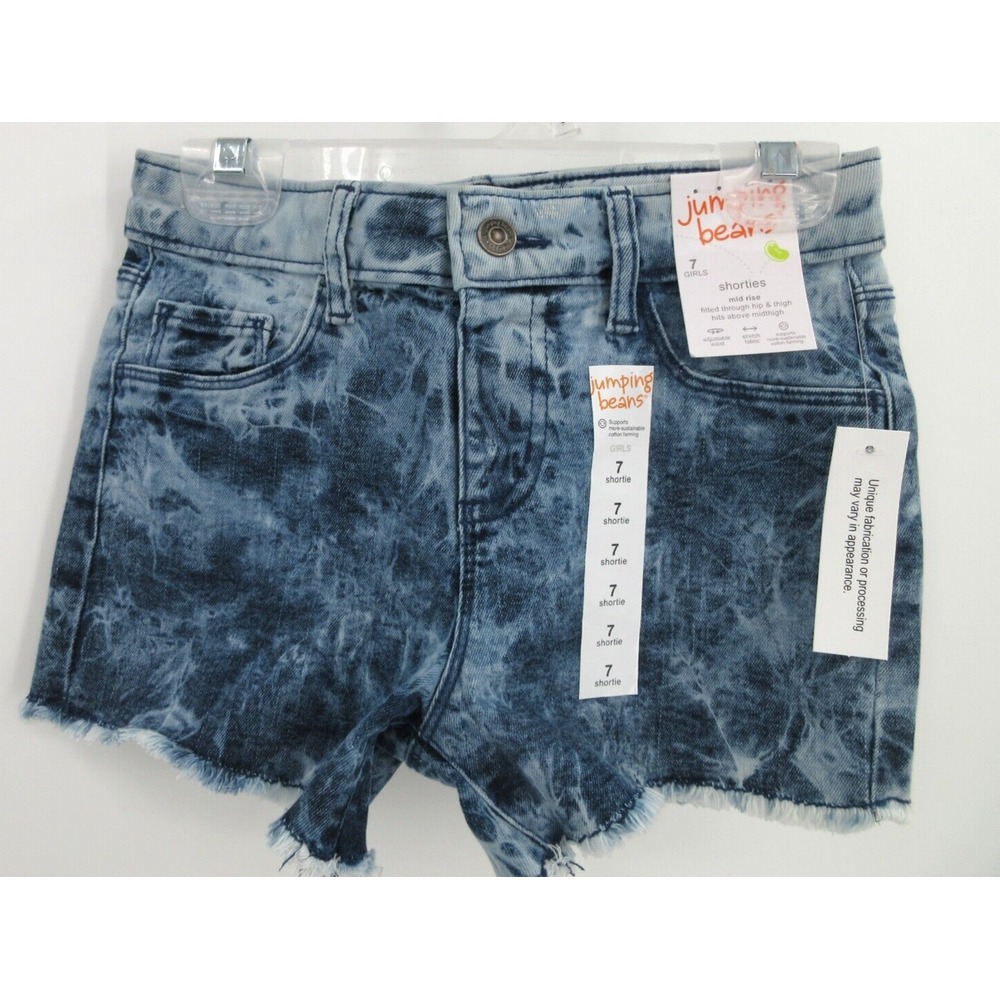 JUMPING BEANS MID RISE‎ CUT OFF SHORTIE SHORTS Girl's Size 7 ADJUSTABLE WAIST